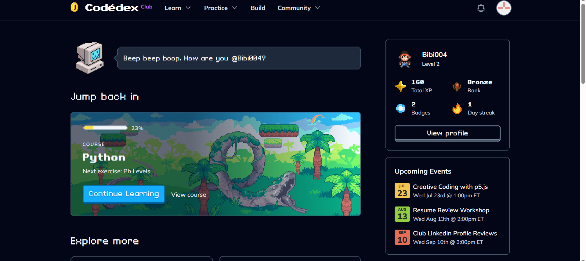 Screenshot of site